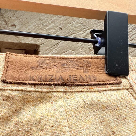 EUC Vintage Krizia Jeans Wool Blend Cream Tweed Pants with Front Slits - Picture 8 of 11